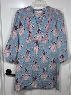 Boden Evangeline Pineapple Linen Tunic Mini Dress Women’s 14